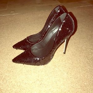 Ava and aiden sequin black heels
